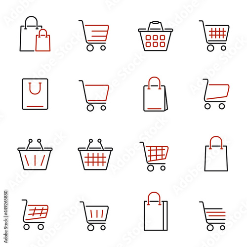 shopping cart icon set. shopping cart pack symbol vector elements for infographic web