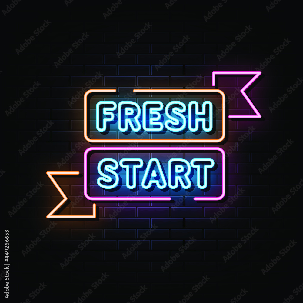 fresh start neon sign vector. sign symbol