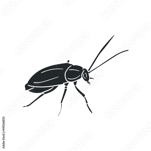 Cockroach Icon Silhouette Illustration. Insect Bug Vector Graphic Pictogram Symbol Clip Art. Doodle Sketch Black Sign.