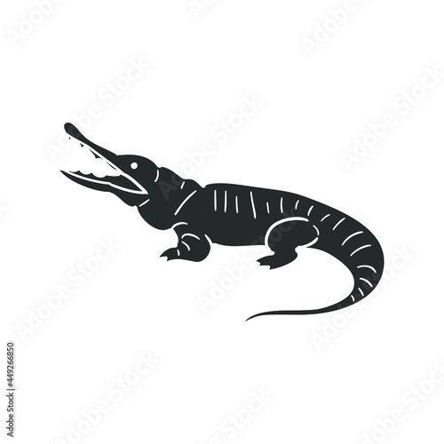 Cocodrile Icon Silhouette Illustration. Animal Reptile Vector Graphic Pictogram Symbol Clip Art. Doodle Sketch Black Sign. photo
