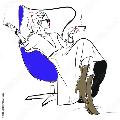 mujer y su café