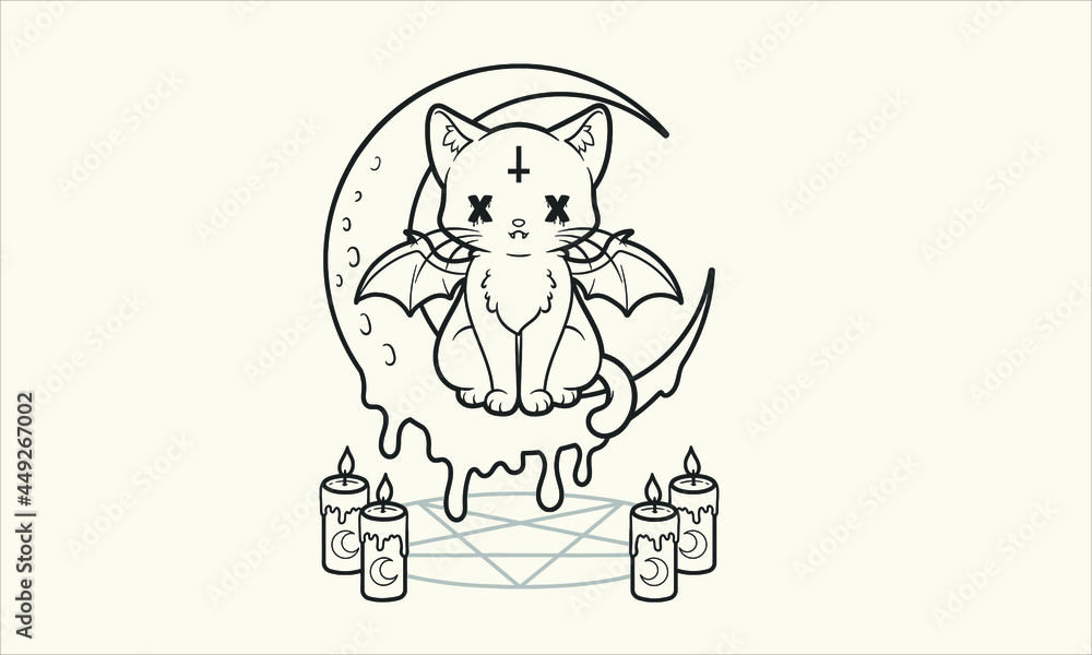 Pastel goth Cat Coloring Page Pastel goth Cat Coloring Page