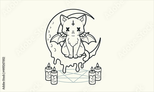 Pastel goth Cat Coloring Page