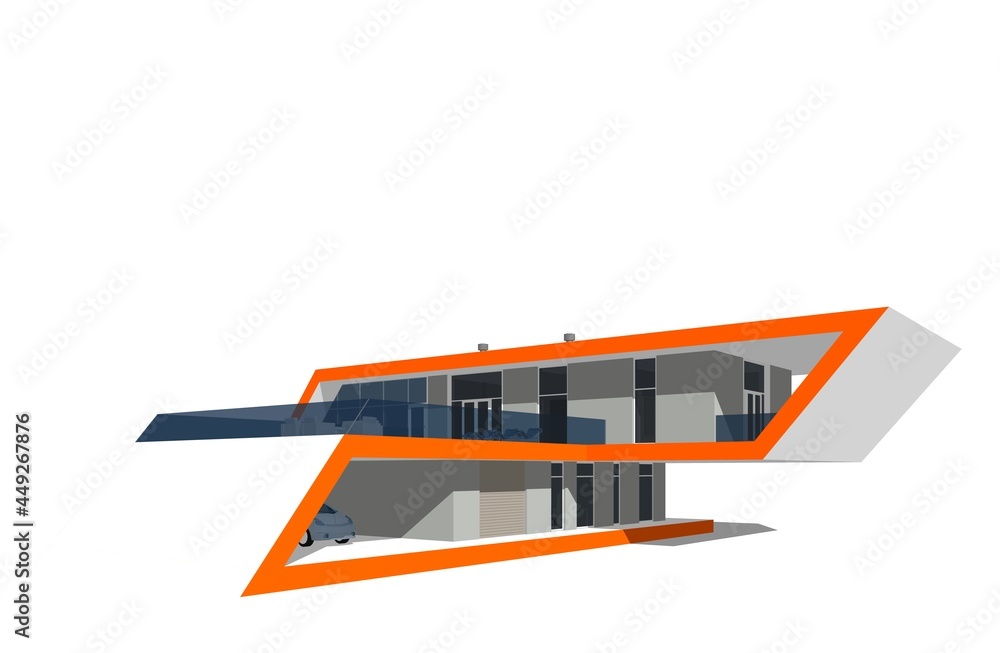 Fototapeta premium modern house architectural drawings 3d illustration
