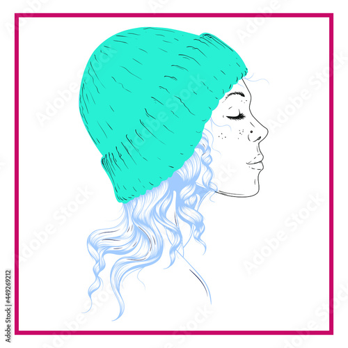 mujer pensante, cara, perfil, vector, ilustración 