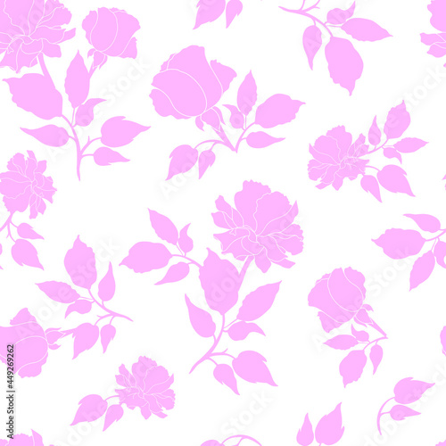 Pink Roses Seamless Pattern Background