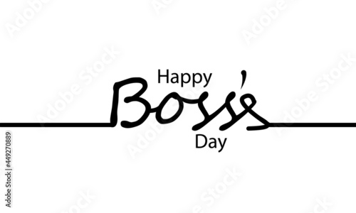 Linear calligraphy for happy boss day, vector art illustration.
