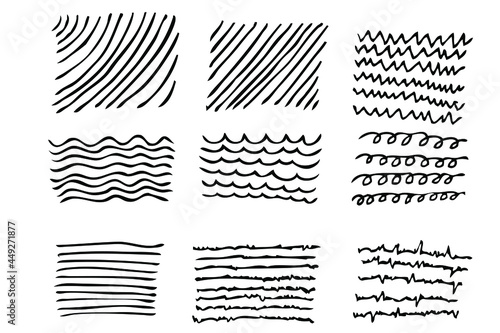 Set Vector Scribble Hand Draw Sketch Pattern wave, diagonal, curl, sharp, for your design element
