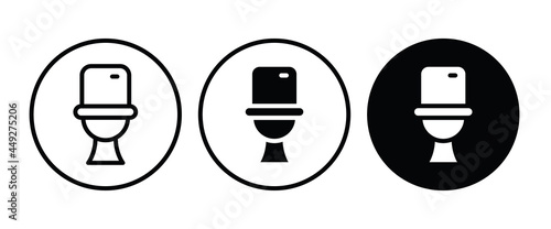 Toilet bowl icon button, vector, sign, symbol, logo, illustration, editable stroke, flat design style isolated on white