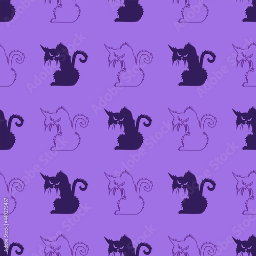 cat seamless pattern kitten vector pet  repeat pattern on DarkViolet background cartoon animal tile wallpaper