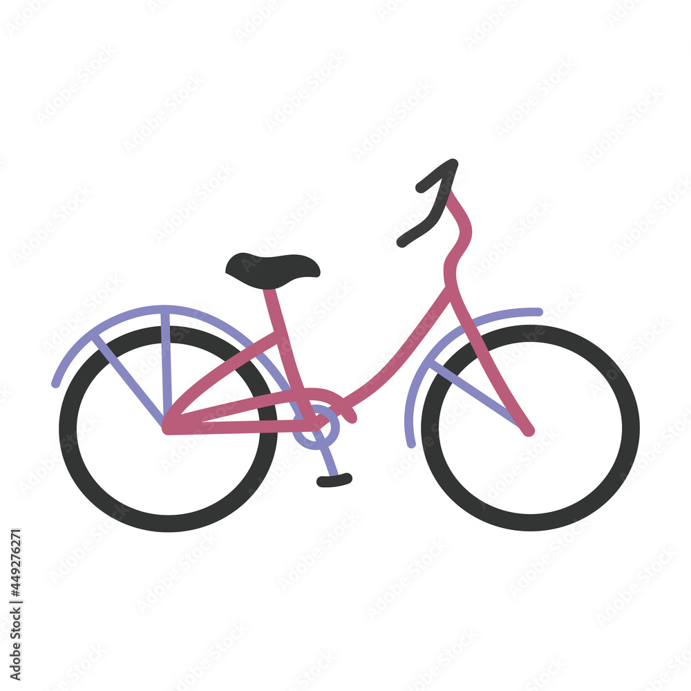 Vector illustration of colorful bike or bicycle with pink, blue and black elements