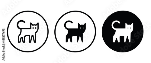 Walking Cat icon  House animals icon button  vector  sign  symbol  logo  illustration  editable stroke  flat design style isolated on white