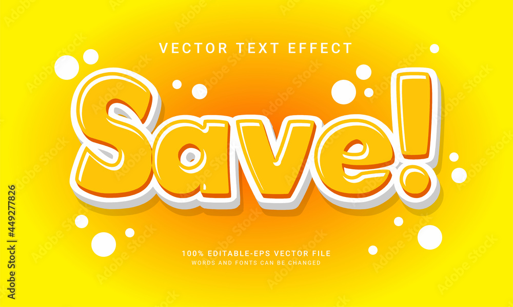 Obraz premium Save comic editable text style effect with yellow color