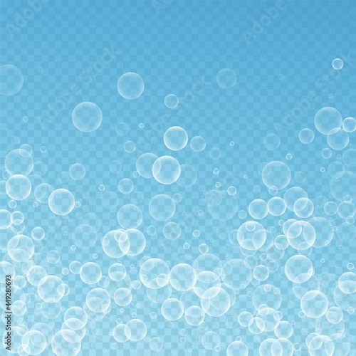 Random soap bubbles abstract background. Blowing b