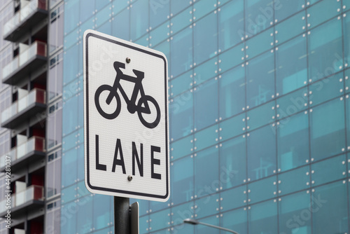 Bike lane road sign in Adelaide City, South Austraalia. Cycling friendly urban environment concept photo