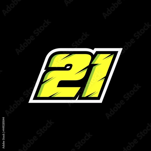 Racing number 21 logo on black background