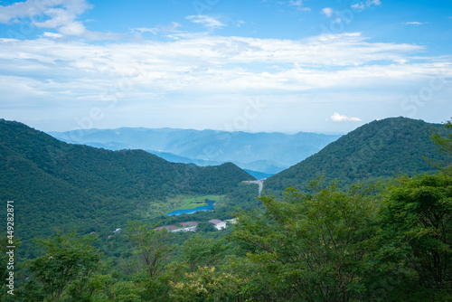 群馬県前橋市、桐生市にある赤城山、黒檜山、地蔵岳を登山している風景  Scenery of climbing Mt. Akagi, Mt. Kurobi-san and Mt. Jizo-dake in Maebashi and Kiryu, Gunma Prefecture.  photo