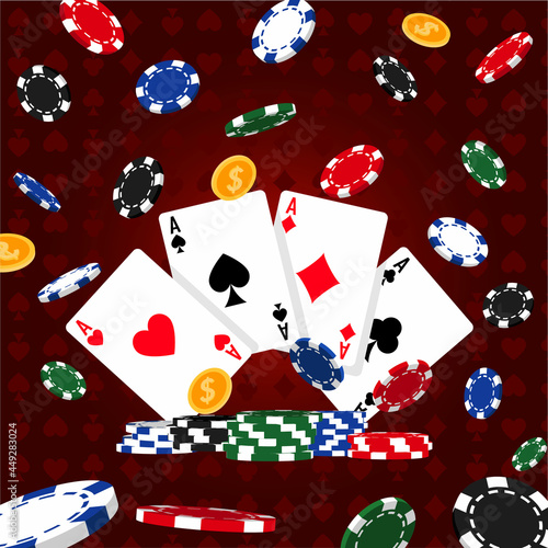 playing cards and chips, poker cards, aces cards