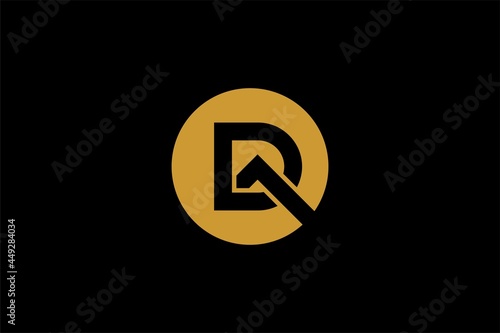 Letter D outline in circle logo design vector.