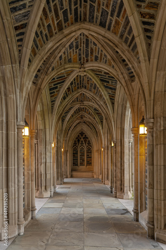 Gothic architecture hall. Beautiful Arch contruction.