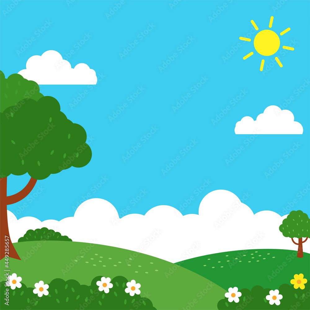 Cute nature landscape vector suitable for kids background and illustration