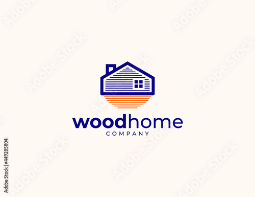 Unique wooden house illustration logo design