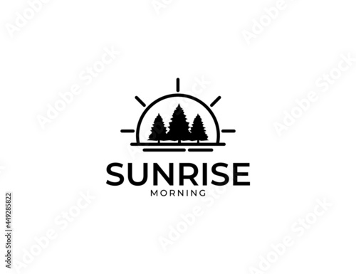 Pine tree and sun landscape logo