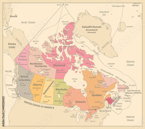 Canada Map Vintage Map