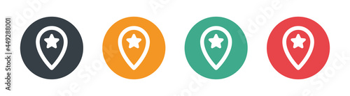 Favorite location pin vector icon. Star favorite pin map icon. Map markers. Vector Illustration