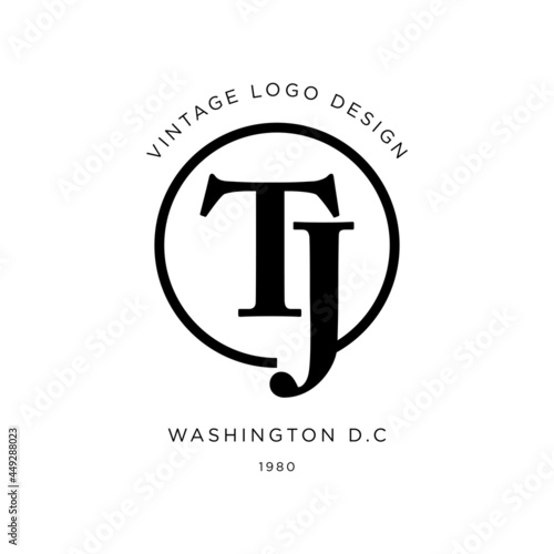 Creative Monogram Initials Letter T J or TJ premium luxury logo design inspiration. letter icon logo design premium