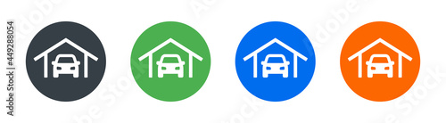 Car garage at home icon set