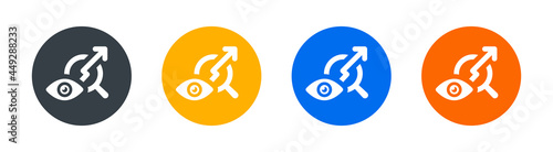 Analysis and prediction icon. Eye, magnifying glass and growing chart icon symbol.