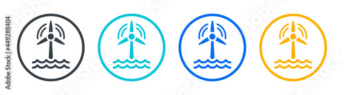 Wind turbine offshore icon isolated on white background.