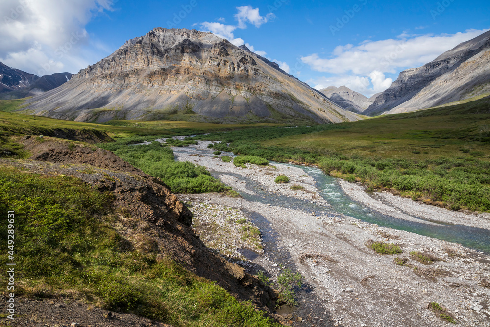 A stream flowing in the summer time in Gates of the Arctic National Park (Alaska), the least visited national park in the United States.