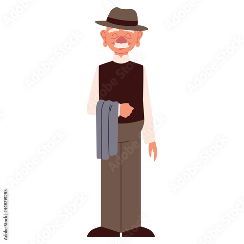 cartoon grandfather with hat