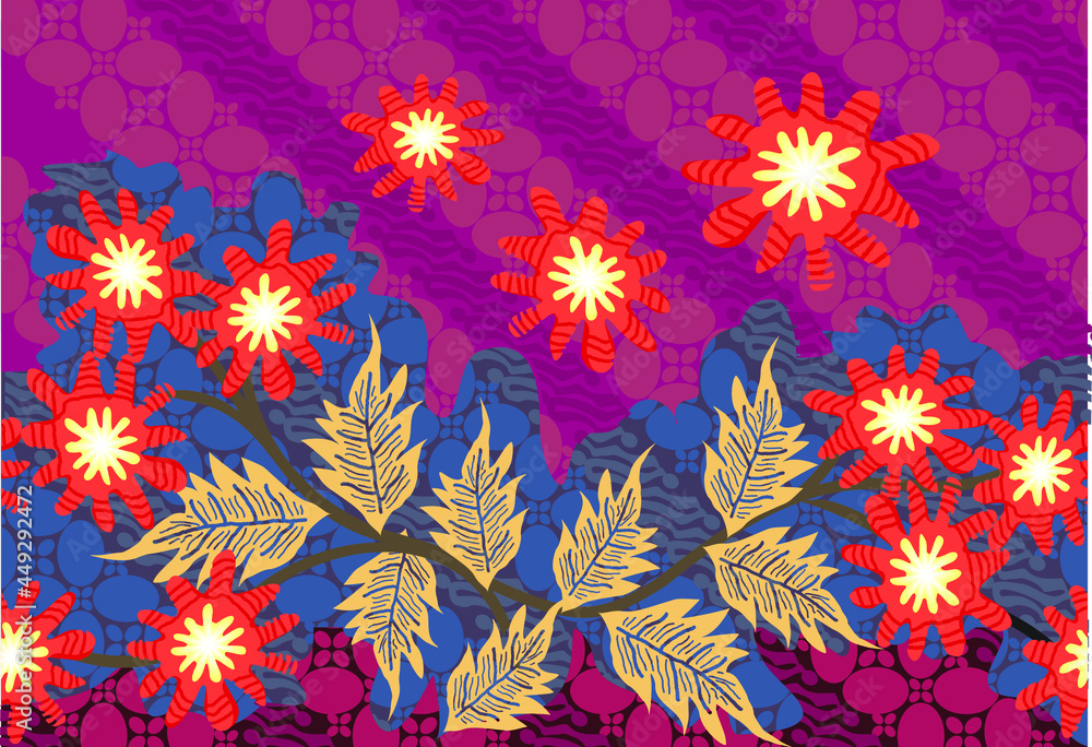 Indonesian batik motifs with very distinctive, exclusive plant patterns. vector EPS 10 Indonesian batik motifs with very distinctive, exclusive plant patterns. vector EPS 10