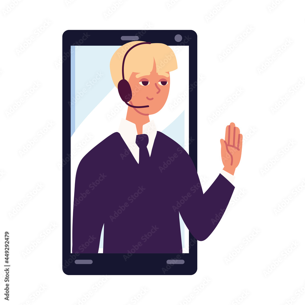 man with headset in screen man with headset in screen