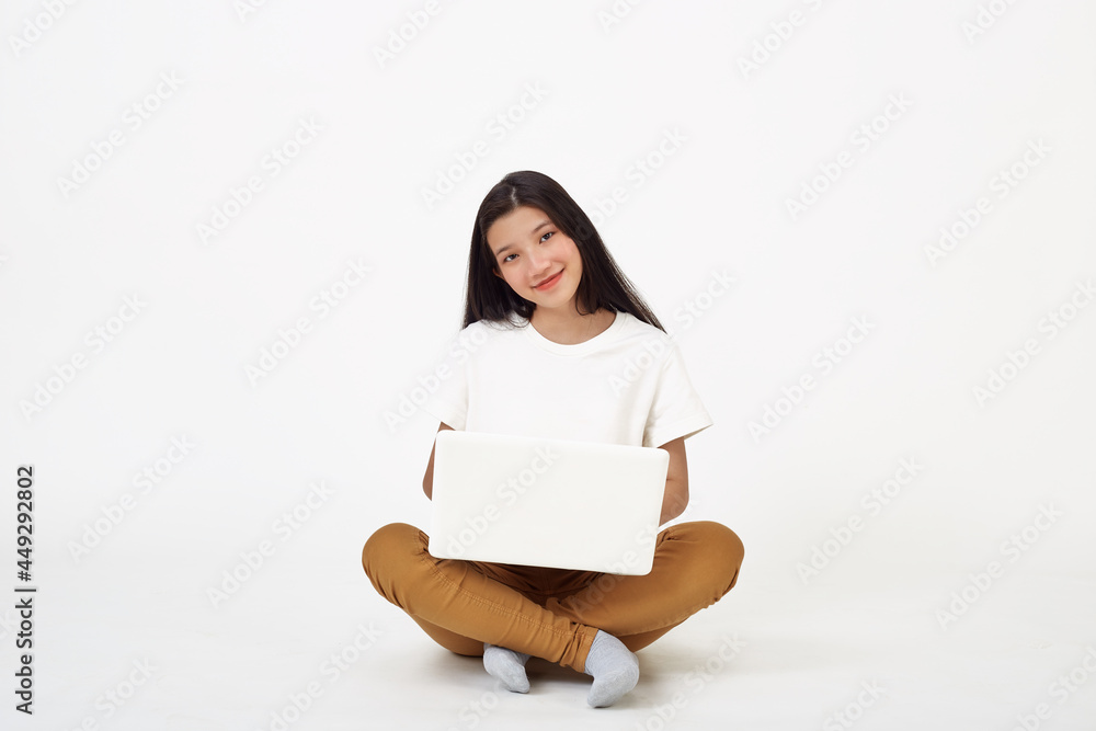 woman attractive sitting on the floor using laptop woman attractive sitting on the floor using laptop