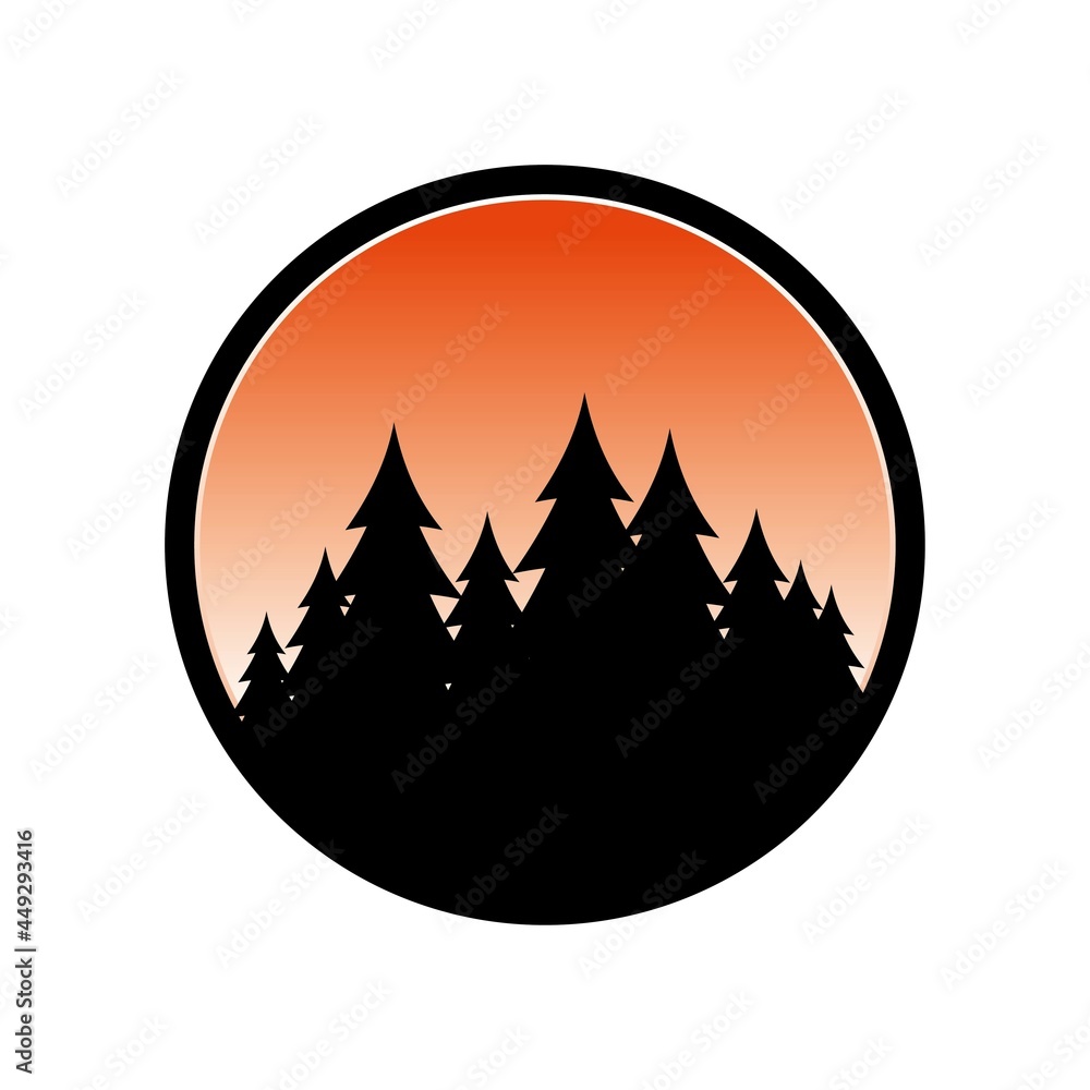 Sunset forest evening sky vector design Sunset forest evening sky vector design