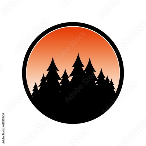 Sunset forest evening sky vector design