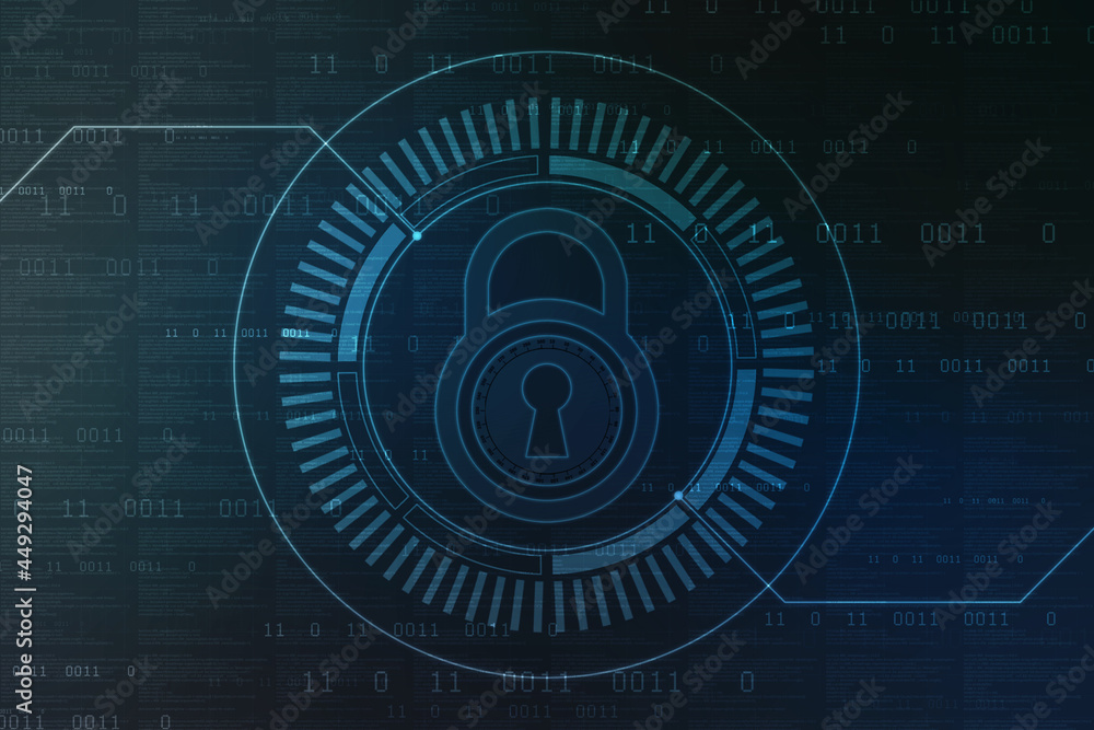 Closed Padlock on digital background, Technology security concept. Cyber Security and network protection Concept, personal data security Closed Padlock on digital background, Technology security concept. Cyber Security and network protection Concept, personal data security