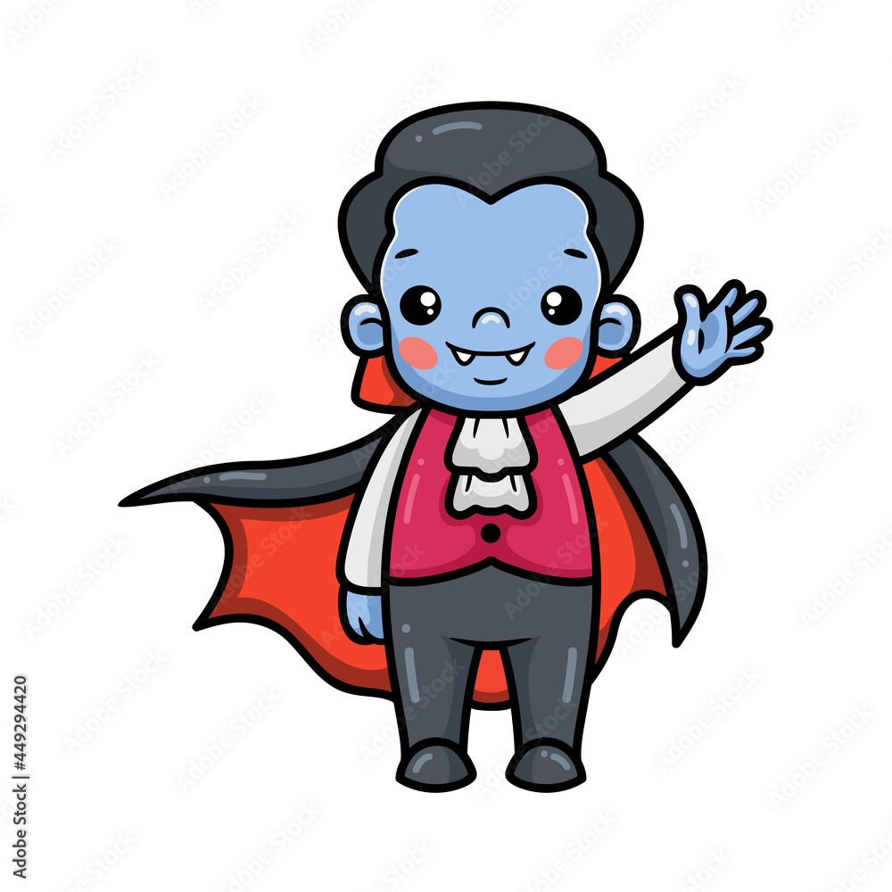Cute little boy dracula cartoon waving hand Cute little boy dracula cartoon waving hand