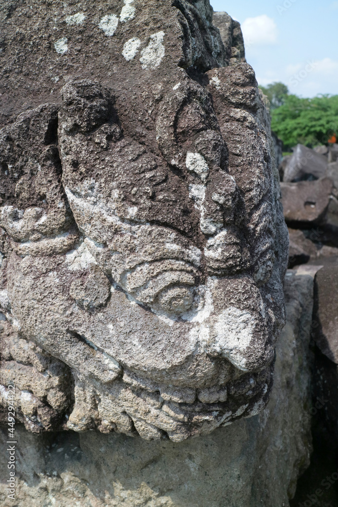 Yogyakarta Indonesia May 5, 2021 Antique and classic reliefs at Prambanan Temple, this area is now become a historical tourist spot for tourists