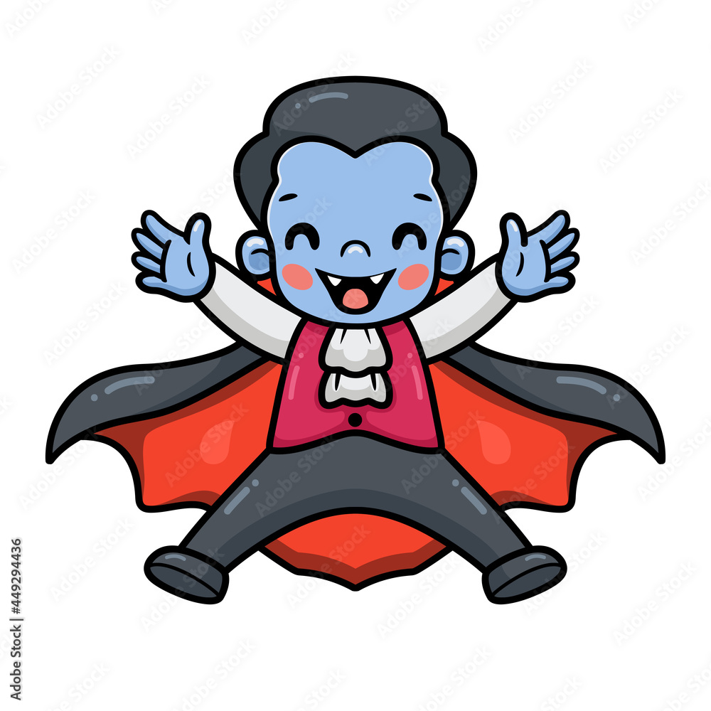 Fototapeta premium Cute little boy dracula cartoon posing