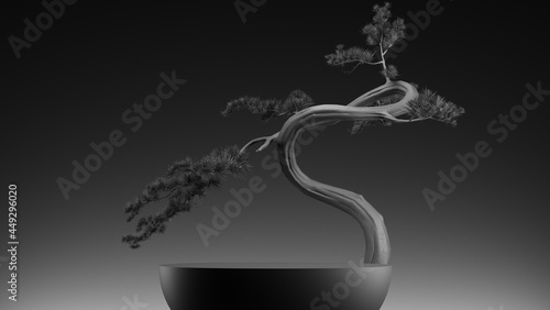 japanese style minimal abstract background.podium with black background for product presentation. 3d rendering illustration.
