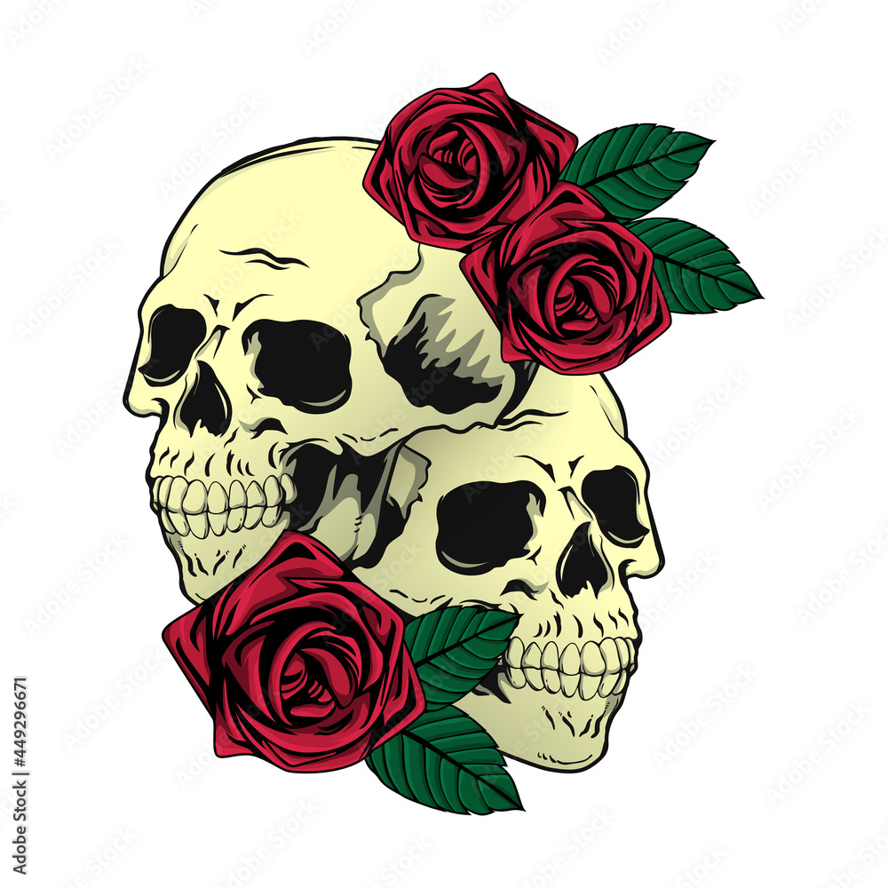 skull with roses skull with roses