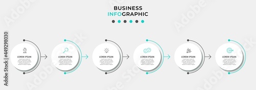 Vector Infographic design business template with icons and 6 options or steps. Can be used for process diagram, presentations, workflow layout, banner, flow chart, info graph