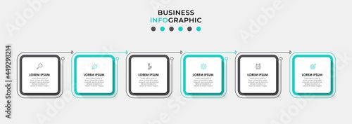 Vector Infographic design business template with icons and 6 options or steps. Can be used for process diagram, presentations, workflow layout, banner, flow chart, info graph