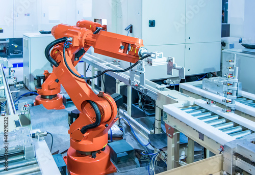 Photography robotic arm machine tool in industrial manufacture factory,Smart factory industry 4