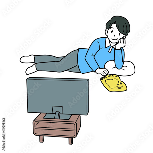 ダラダラして運動不足な男性のイラスト